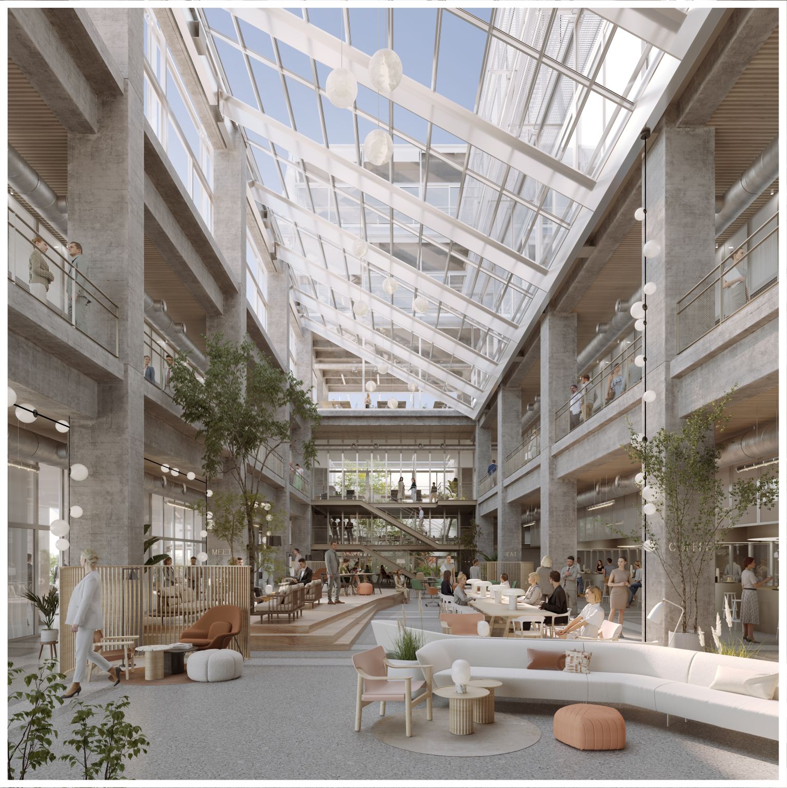 Grande verrière pour un grand hall lumineux avec des espaces cosy et détente - Wavestone